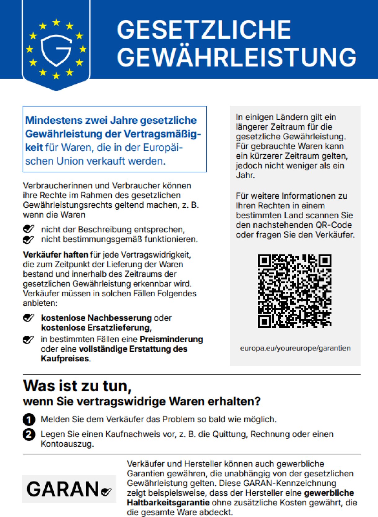 Gew�hrleistungsinformationen